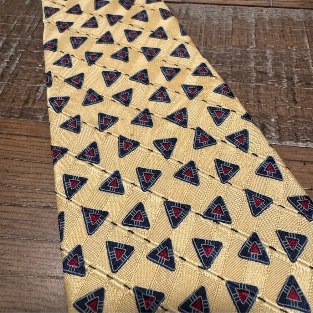 Elegant Yellow Patterned Tie Silk Ferrell Reed 57” Made in America Career Office